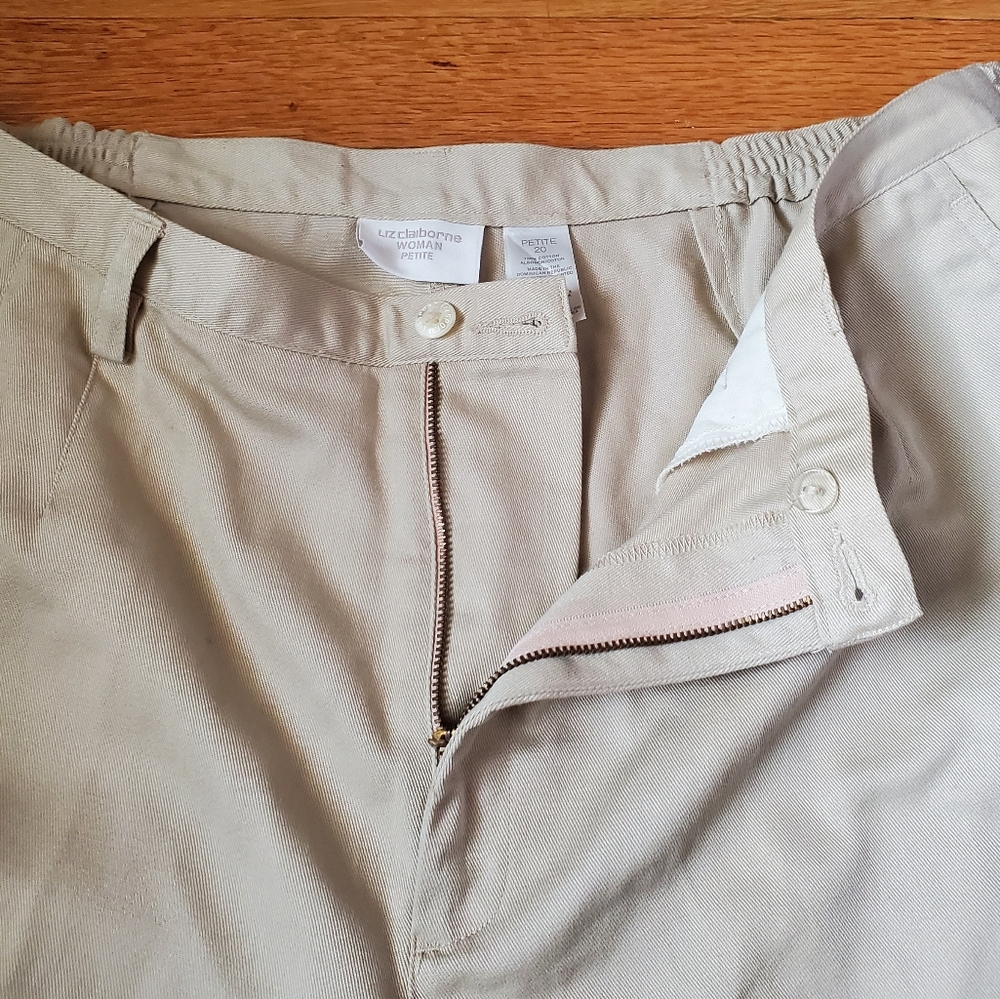 Liz Claiborne Womens Cotton Tan Khaki Pants - Picture 3 of 5
